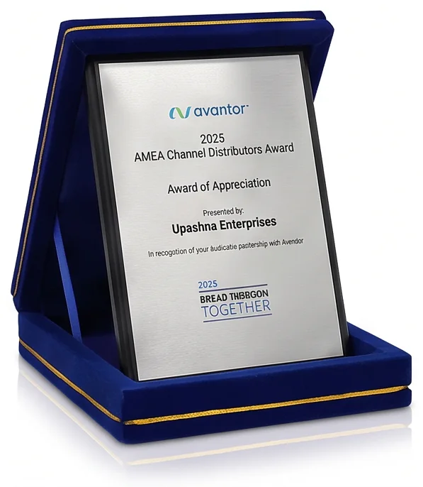 Channel Distributors Award — presented to Upashna Enterprises by Avantor · AMEA, 2025